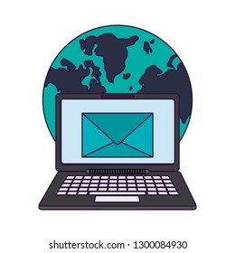 laptop and email world symbols