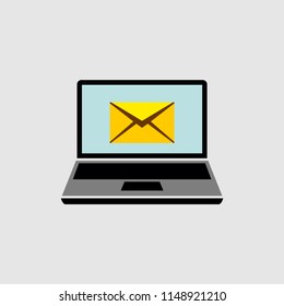 Laptop with emails vector icon
