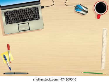 Laptop and empty table.