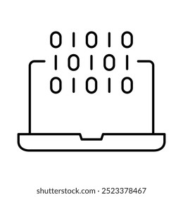 Línea de cifrado de computadora portátil Iconos de trazo editables. Tecnología De Seguridad Cibernética, Phishing, Hacking, Delincuencia Cibernética, Seguridad, Troyano, Protección De Dispositivos, Ilustración vectorial De Privacidad.