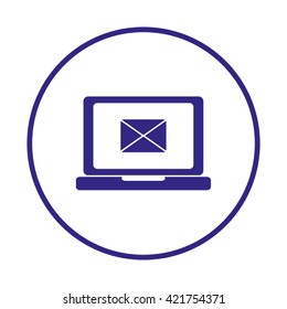 Laptop and envelope. Laptop computer displaying mail