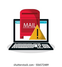 Laptop and envelope of mail concept