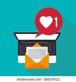 Laptop and envelope of mail concept