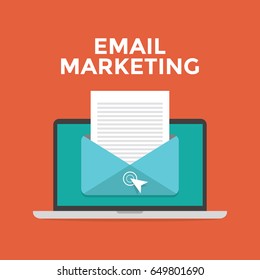 Laptop with envelope and read email on screen. Email marketing, internet advertising concepts. vector