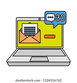 laptop with envelope and speech bubble