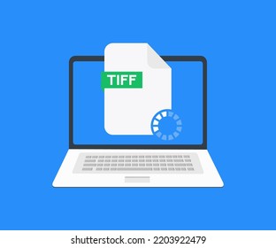 Laptop with envelope and TIFF file logo design. Tiff transparency concept can be used web and mobile vector design and illustration.
