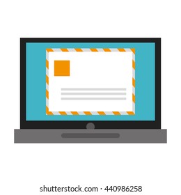 laptop with envelope , vector illustration