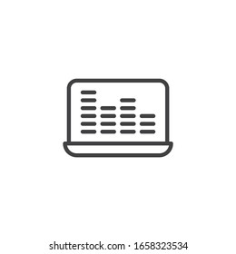 Bildschirm-Icon für Laptop-Equalizer. lineares Stilzeichen für mobiles Konzept und Webdesign. Das Symbol für die Vektorillustration des Computerakustik-Equalizers steht für die Skalierung. Symbol, Logo-Abbildung. Vektorillustration-Grafiken