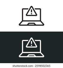 Laptop with error icon isolated on white background. Vector illustrations are made with vector-based software.