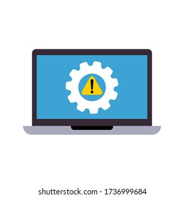 ilustración vectorial del sistema de error del portátil. Icono de error del sistema, símbolo de no funcionamiento del sistema.