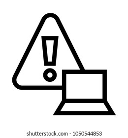 laptop error vector line icon 
