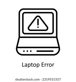 Ilustración de diseño de iconos del contorno del vector de error del portátil. Símbolo de red y comunicación sobre el fondo blanco Archivo EPS 10
