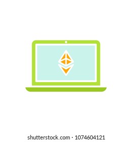 Laptop in ethereum icon illustration vector symbol