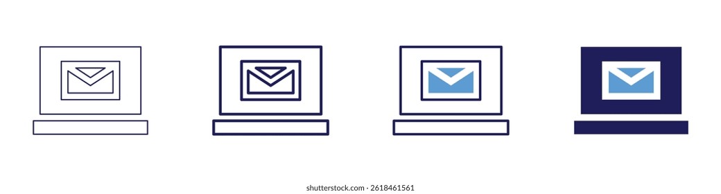 Laptop exam icon in 4 different styles. Thin Line, Line, Bold Line, Duotone. Duotone style. Editable stroke.