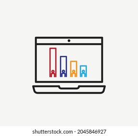 Laptop And Exit Poll Icon Flat Style Illustration