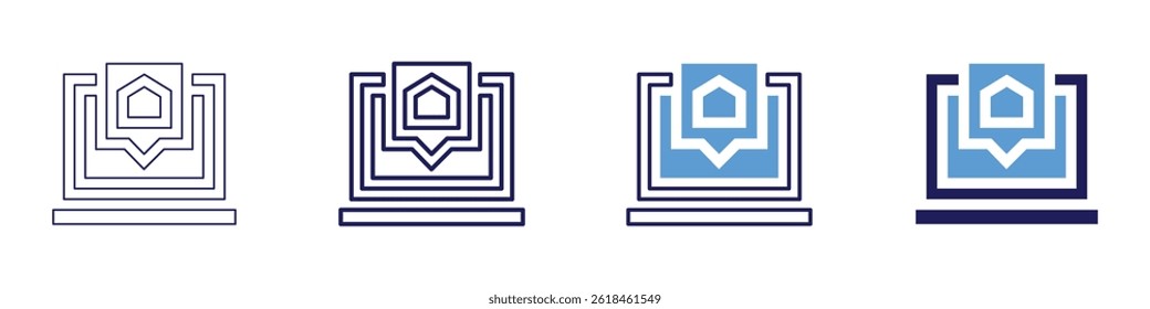Laptop expandability icon in 4 different styles. Thin Line, Line, Bold Line, Duotone. Duotone style. Editable stroke.