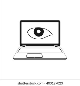 Laptop eye protection sign simple icon on  background
