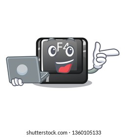 With laptop f4 button installed on cartoon keyboard