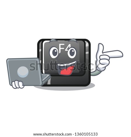 With laptop f4 button installed on cartoon keyboard