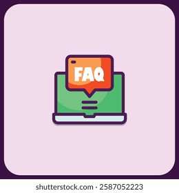 Laptop FAQ Icon: Digital Support and Information
