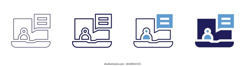 Laptop fatigue icon in 4 different styles. Thin Line, Line, Bold Line, Duotone. Duotone style. Editable stroke.