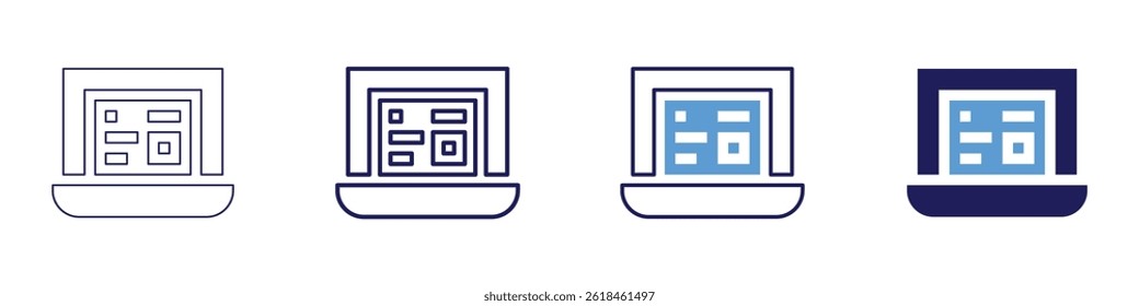 Laptop feel icon in 4 different styles. Thin Line, Line, Bold Line, Duotone. Duotone style. Editable stroke.
