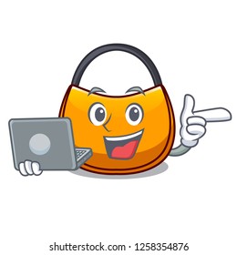 With laptop female hobo bag isolated on mascot