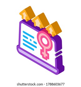 Laptop Female Icon Vector. Isometric Laptop Female sign. color isolated symbol illustration