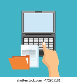 laptop file cyber security system technology icon. Colorful and flat design. Vector illustration