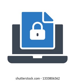 laptop file lock glyph double color icon