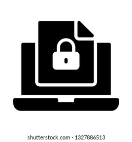 laptop file lock glyph icon