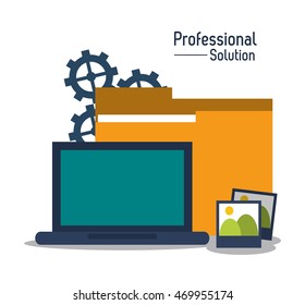 laptop file picture professional solution technology icon. Colorful design. Vector illustration