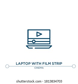 laptop with film strip outline vector icon. simple element illustration. laptop with film strip outline icon from editable cinema concept. can be used for web and mobile
