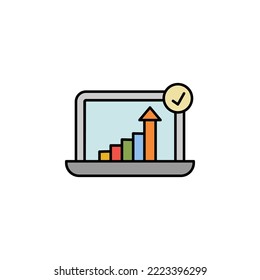 Laptop finance chart outline icon. Element of finance illustration icon. signs, symbols can be used for web, logo, mobile app, UI, UX