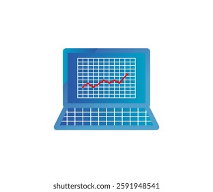 Laptop with financial business growth graph arrow line growing chart Analytics