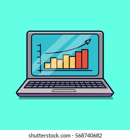 Laptop with financial rate. Vector