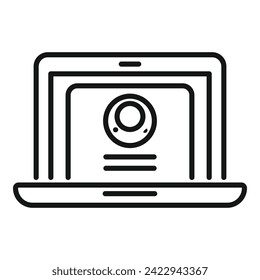 Laptop find new candidate icon outline vector. Online hr. New business member