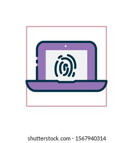 Laptop with fingerprint design, Security system warning protection danger web and alert theme Vector illustration