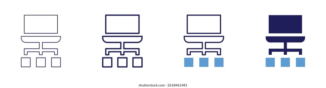 Laptop fingerprint icon in 4 different styles. Thin Line, Line, Bold Line, Duotone. Duotone style. Editable stroke.