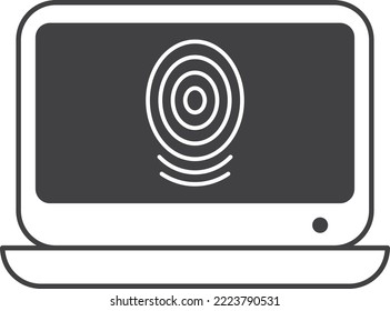 laptop and fingerprint illustration in minimal style isolated on background