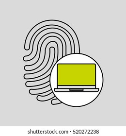 laptop fingerprint security padlock concept vector illustration eps 10