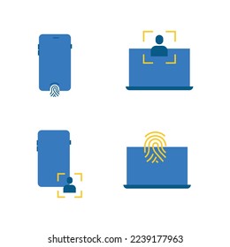 laptop fingerprint vector icon access measure