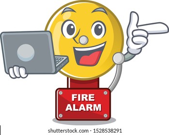 With laptop fire alarm stuck the cartoon wall