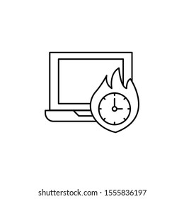 Laptop, fire, time icon. Simple line, outline vector of icons for ui and ux, website or mobile application