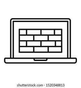Laptop firewall icon. Outline laptop firewall vector icon for web design isolated on white background