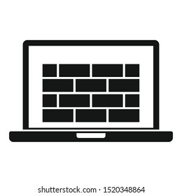 Laptop firewall icon. Simple illustration of laptop firewall vector icon for web design isolated on white background