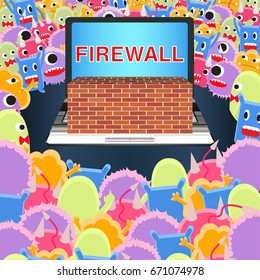 laptop with firewall protect from virus computer