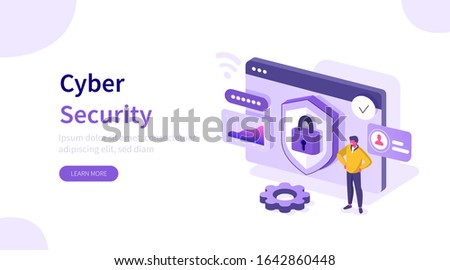 
Laptop with Firewall Protection Shield on Screen. Personal Information and Data Safety. Password Security. Cyber Security and Data Protection Concept. Flat Isometric Vector Illustration.