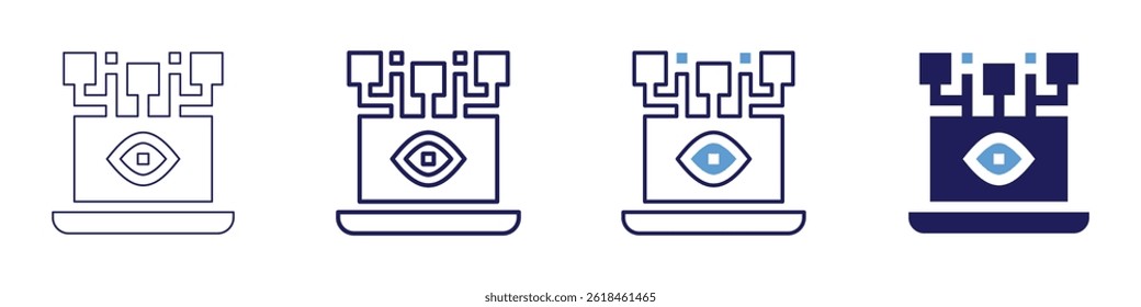 Laptop firmware icon in 4 different styles. Thin Line, Line, Bold Line, Duotone. Duotone style. Editable stroke.