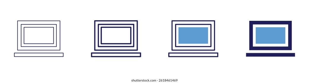 Laptop fix icon in 4 different styles. Thin Line, Line, Bold Line, Duotone. Duotone style. Editable stroke.